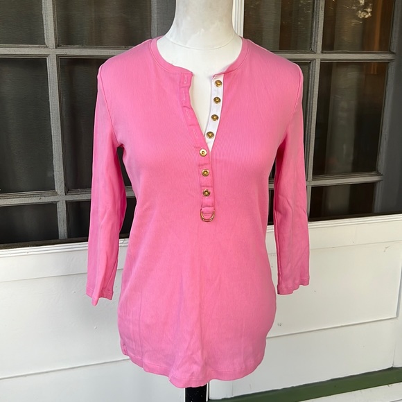 Ralph Lauren Pink Henley Top - Women's Medium - Picture 1 of 10